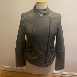 Tommy Hilfiger soft leather moto jacket in grey